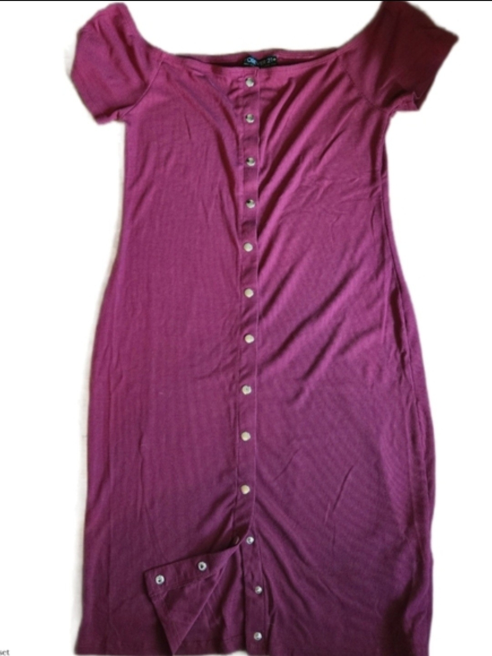 Forever 21+ Maroon Ribbed Off-the-Shoulder Dress | Size - 3XL